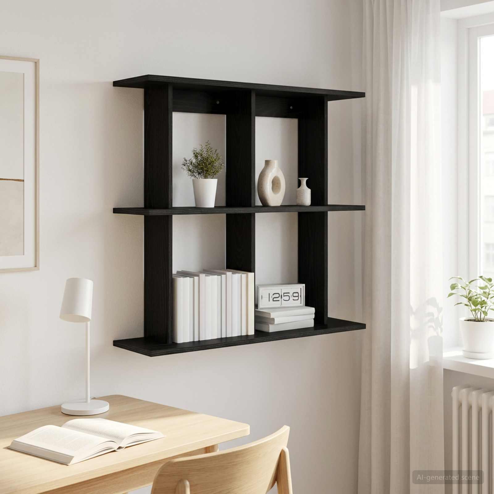 Scaffale da parete A parete Rovere Nero 80 x 20 x 75 cm | homemem39