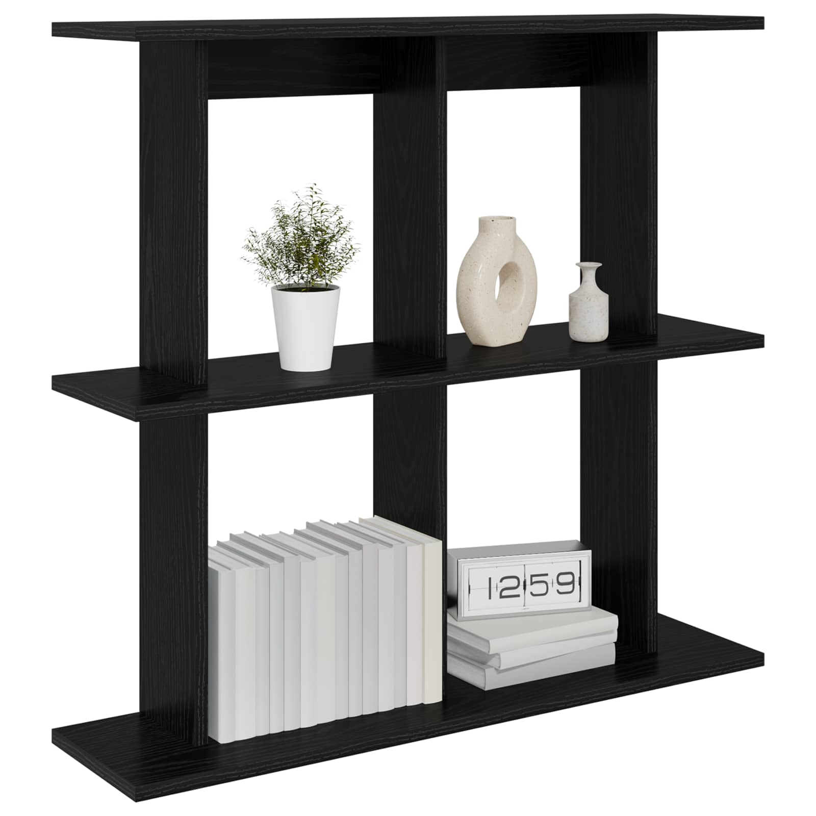 Scaffale da parete A parete Rovere Nero 80 x 20 x 75 cm | homemem39