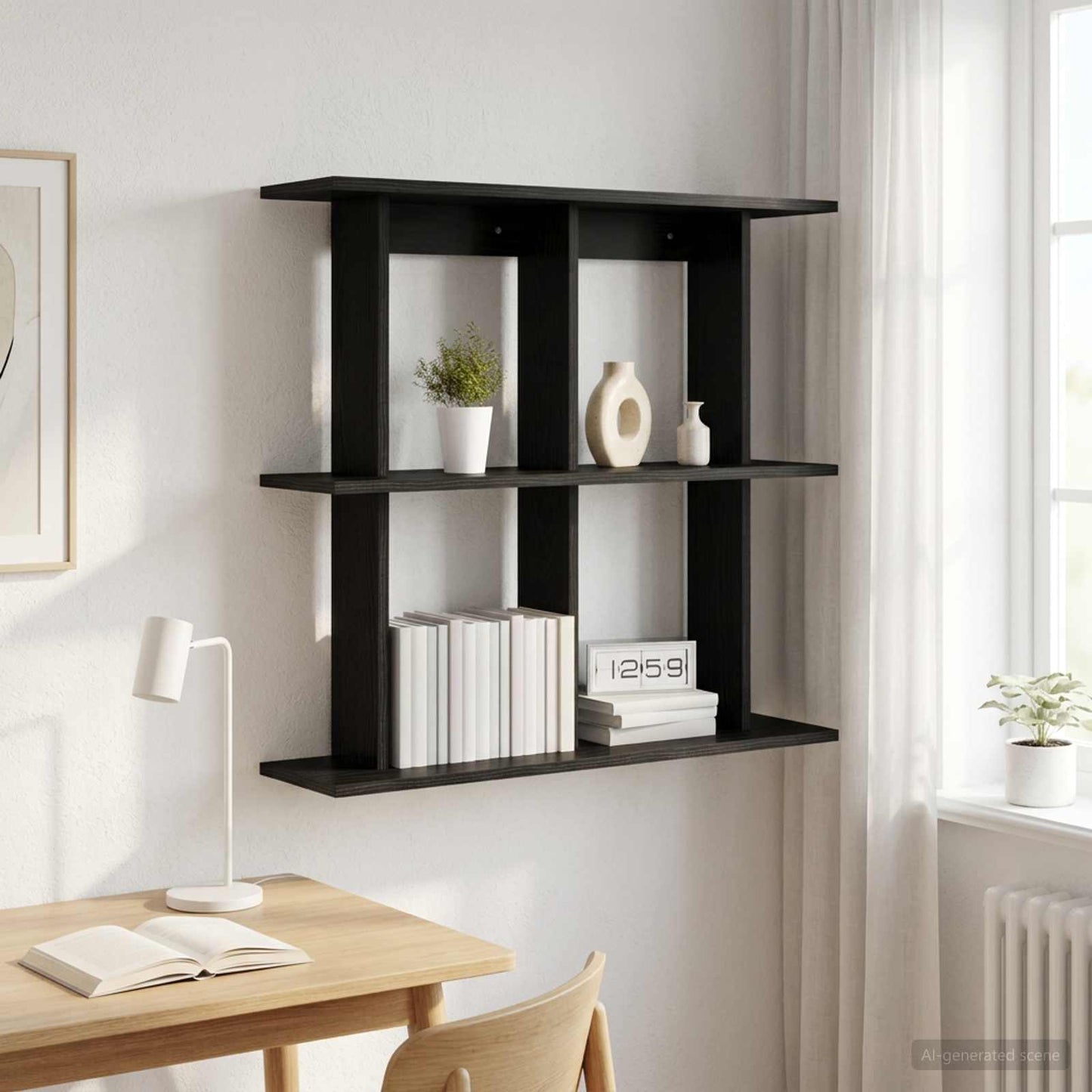 Scaffale da parete A parete Rovere Nero 100 x 20 x 75 cm | homemem39