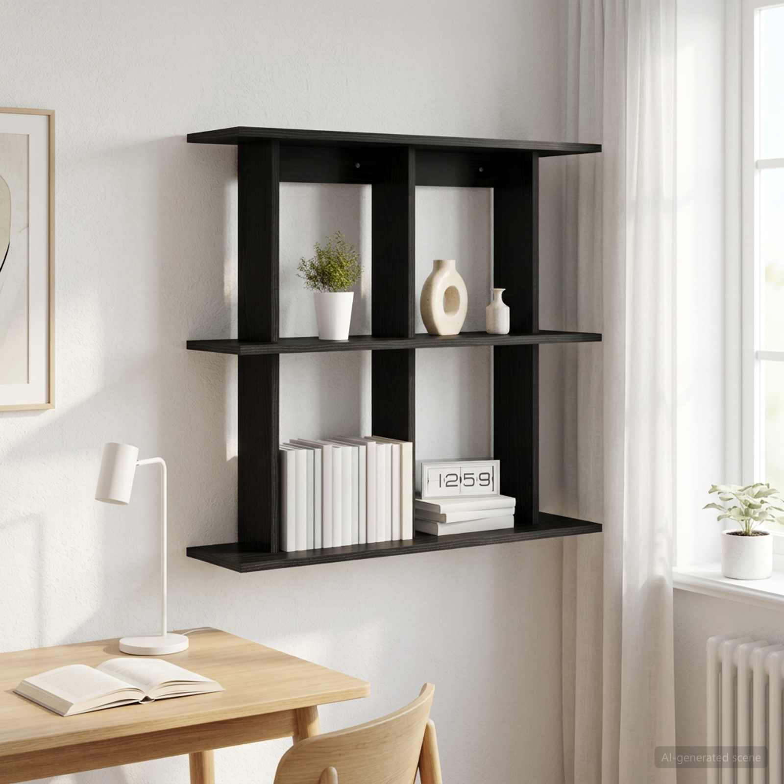 Scaffale da parete A parete Rovere Nero 100 x 20 x 75 cm | homemem39