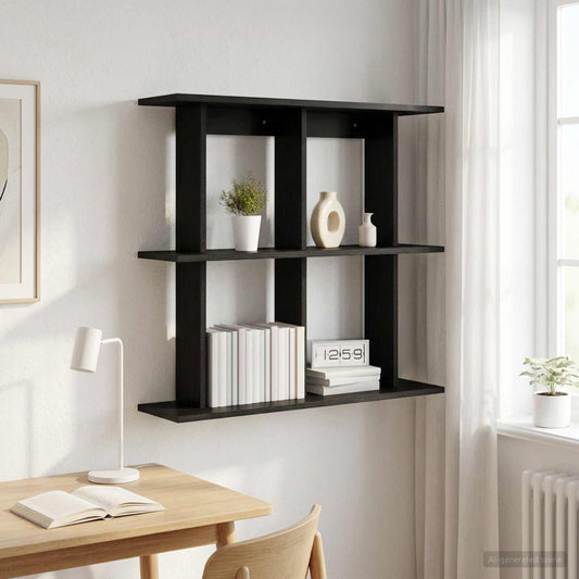 Scaffale da parete A parete Rovere Nero 100 x 20 x 75 cm | homemem39