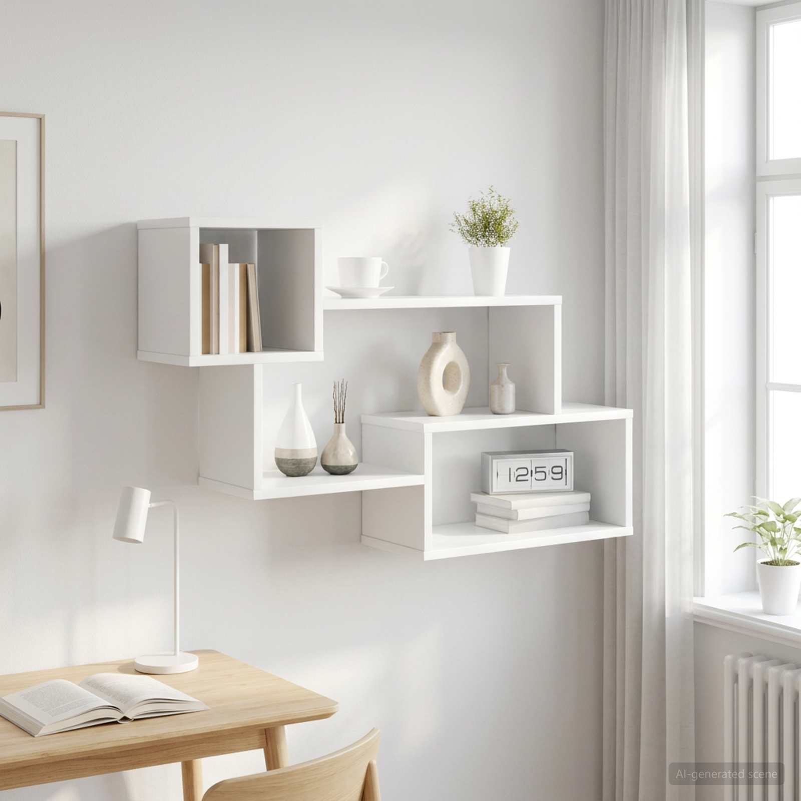 Mensola sospesa A parete Bianco 87 x 20 x 55 cm | homemem39