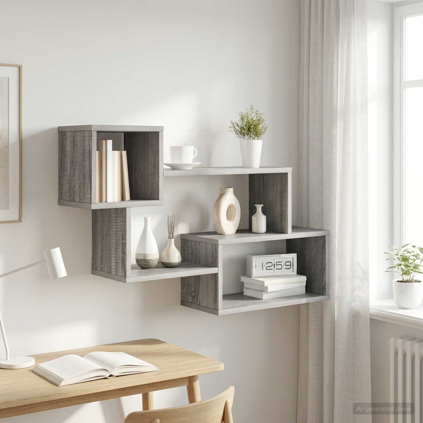 Mensola sospesa A parete Sonoma grigio 87 x 20 x 55 cm | homemem39