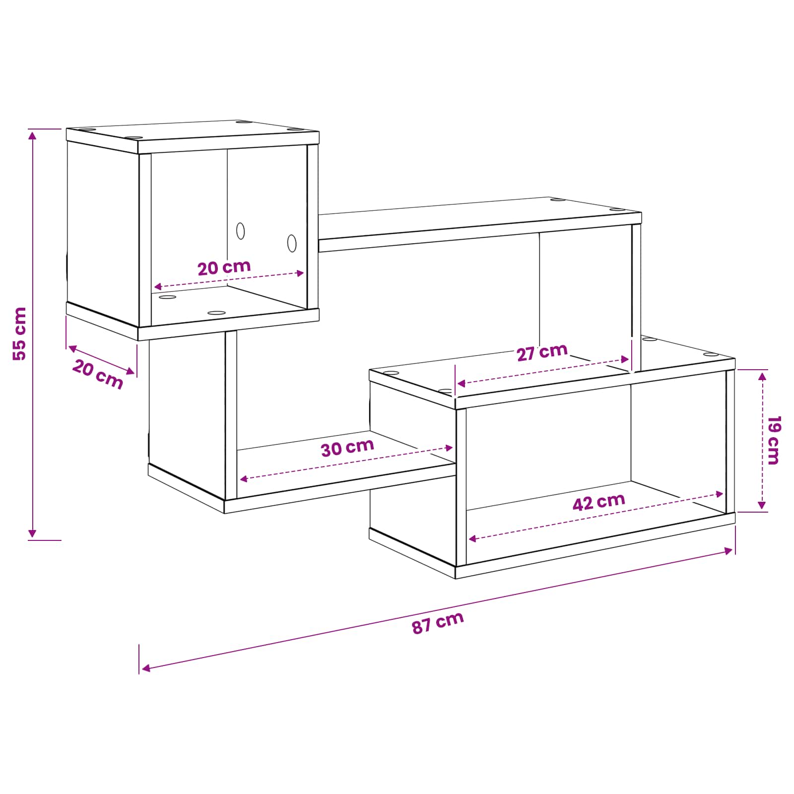 Mensola sospesa A parete Sonoma grigio 87 x 20 x 55 cm | homemem39