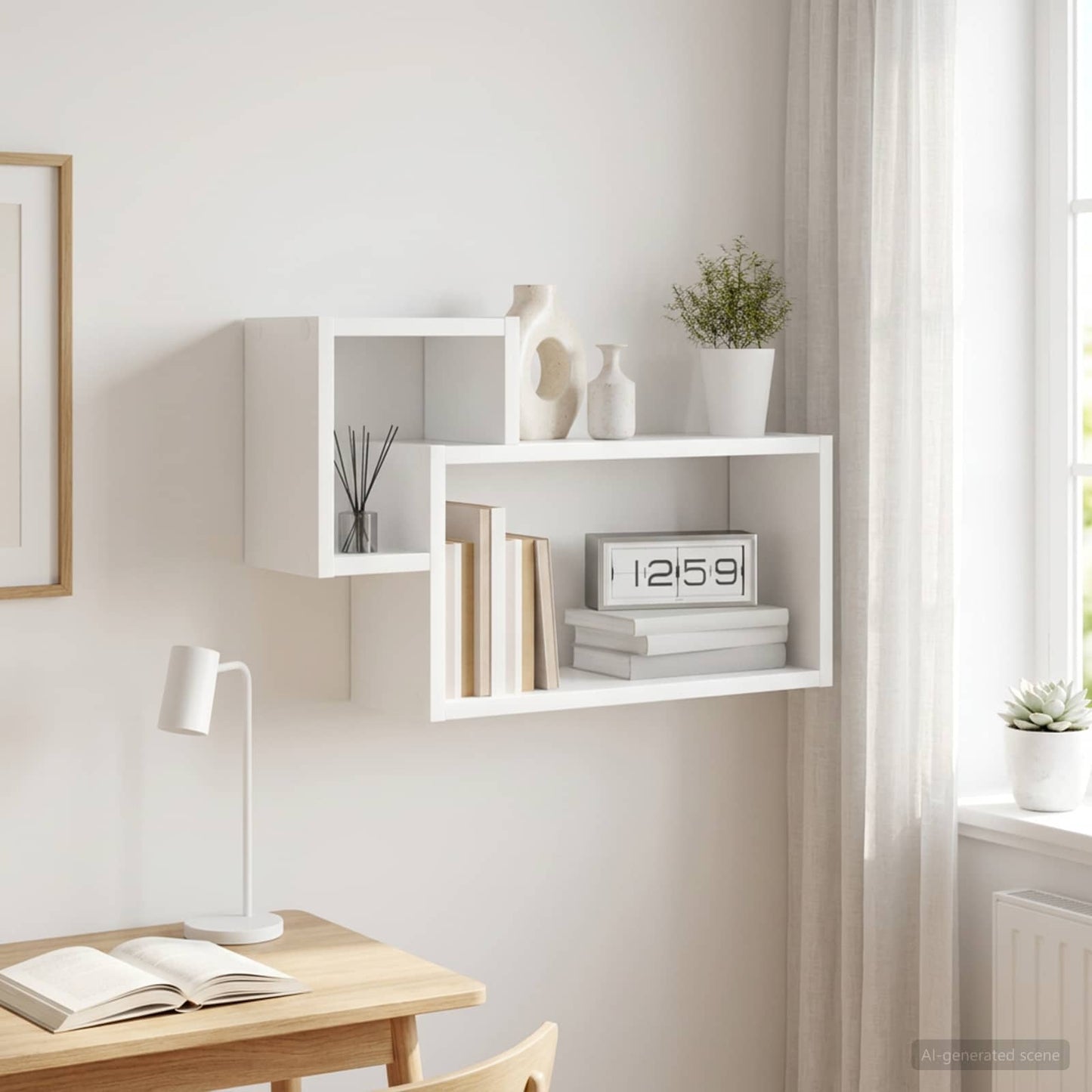 Scaffale da parete A parete Bianco 55 x 15 x 35 cm | homemem39