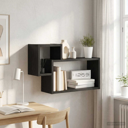 Scaffale da parete A parete Rovere Nero 55 x 15 x 35 cm | homemem39