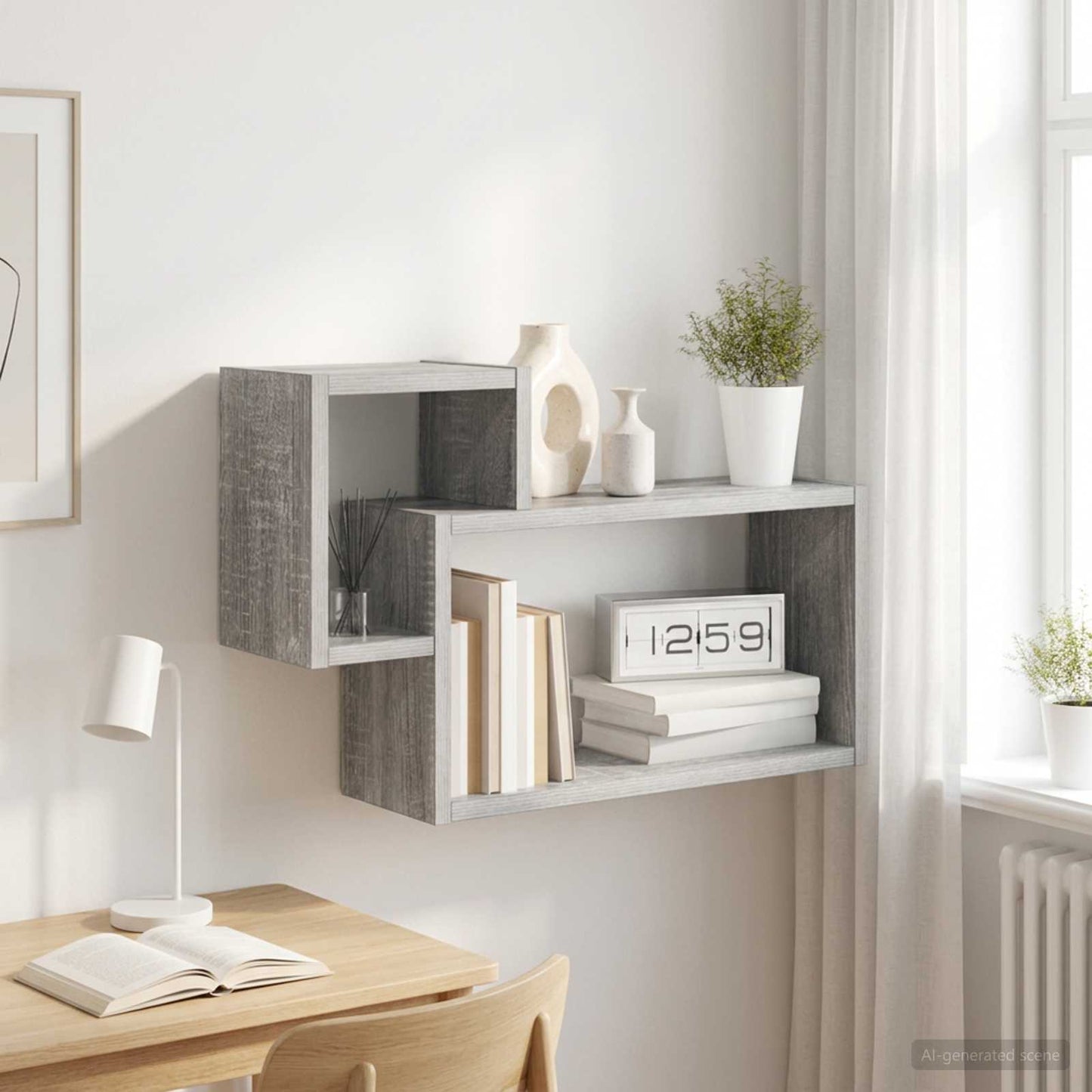 Scaffale da parete A parete Sonoma grigio 55 x 15 x 35 cm | homemem39