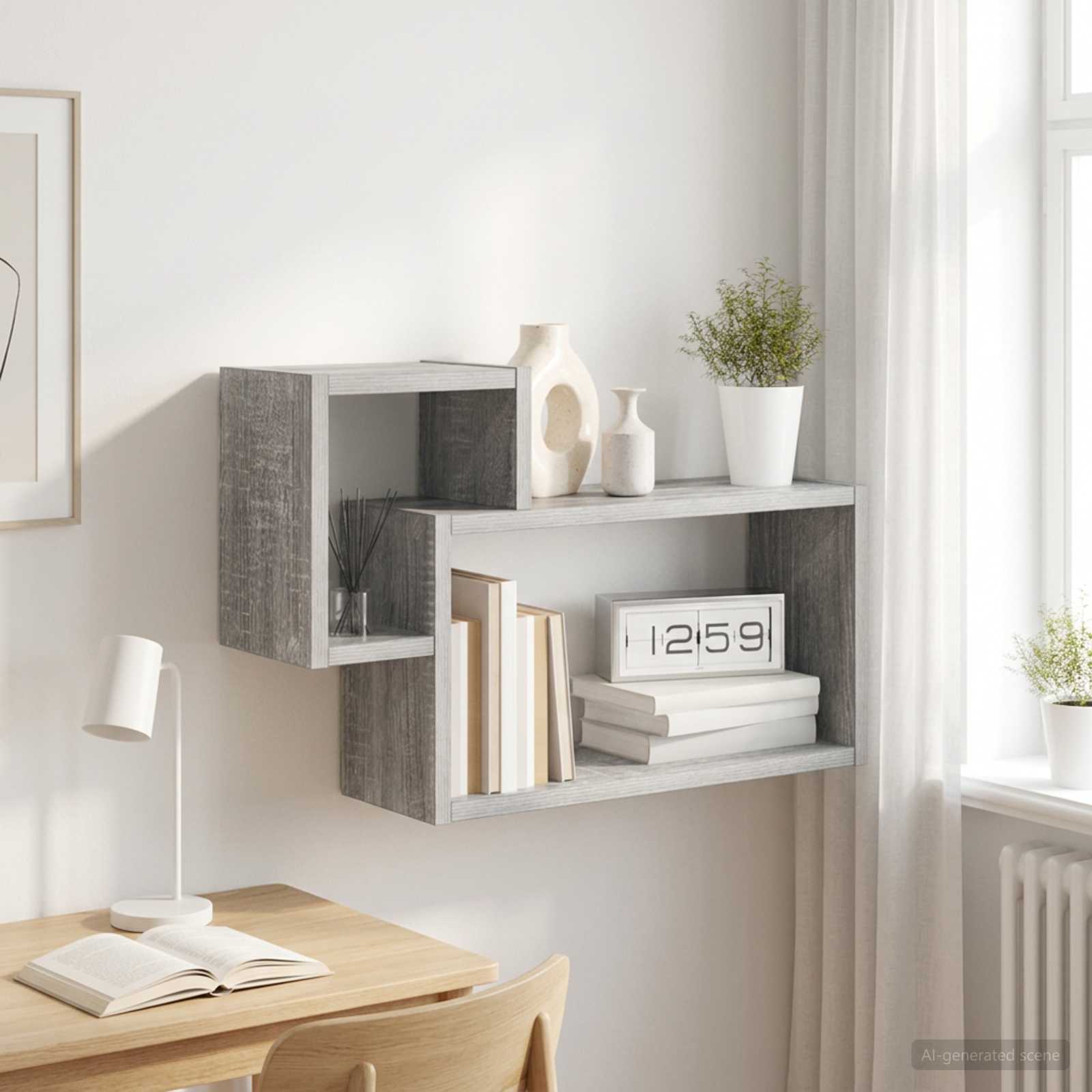 Scaffale da parete A parete Sonoma grigio 55 x 15 x 35 cm | homemem39