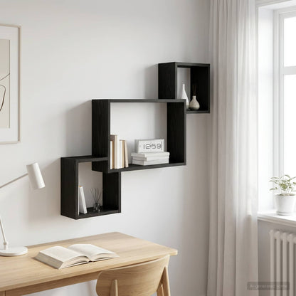Scaffale da parete A parete Rovere Nero 91,5 x 15 x 76 cm | homemem39