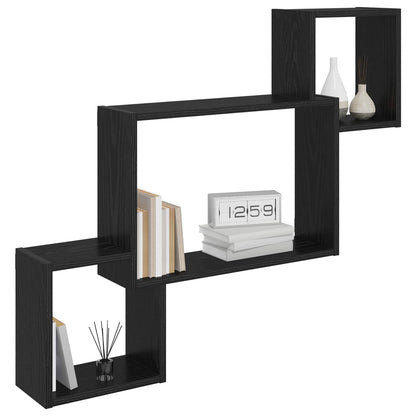 Scaffale da parete A parete Rovere Nero 91,5 x 15 x 76 cm