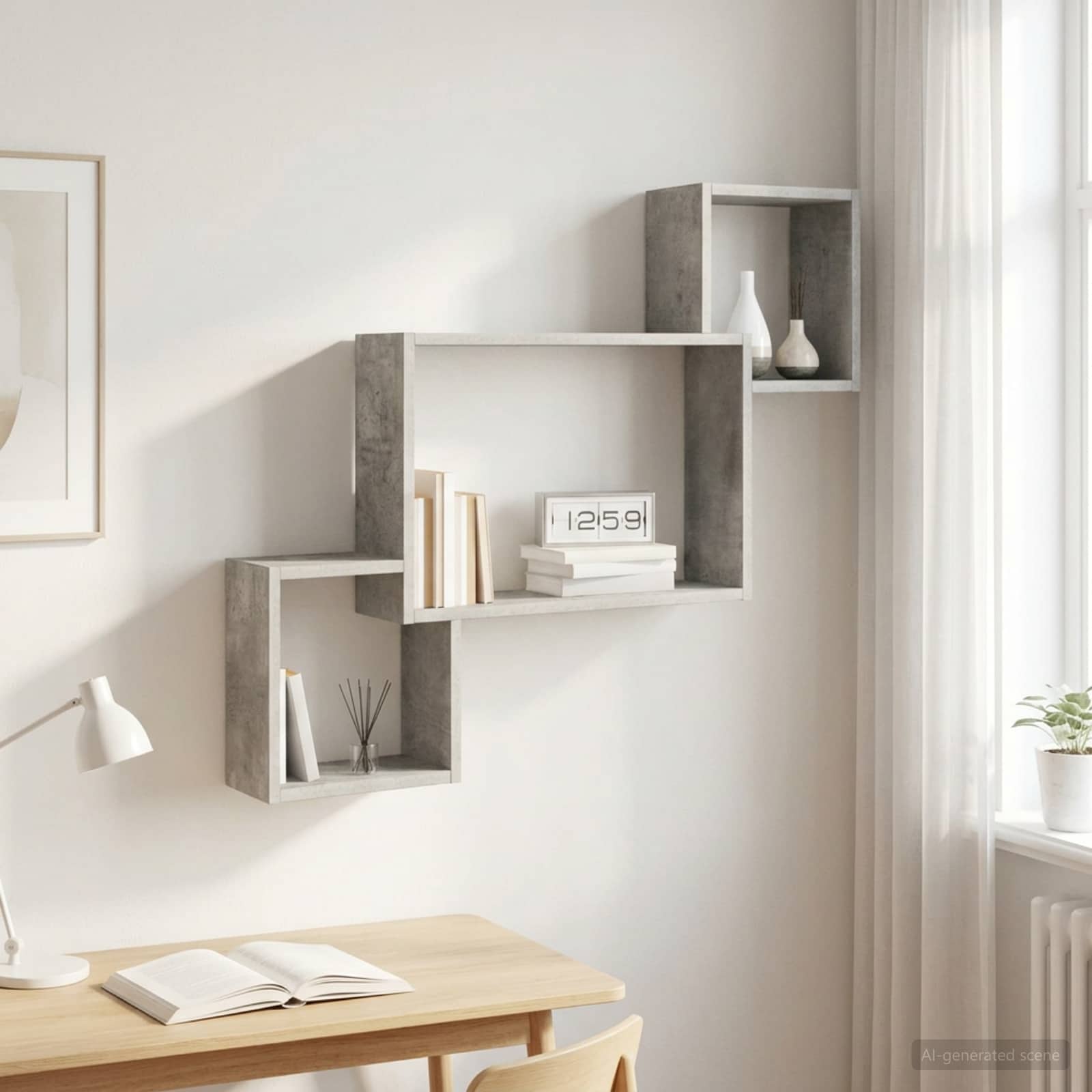Scaffale da parete A parete Grigio Cemento 91,5 x 15 x 76 cm | homemem39
