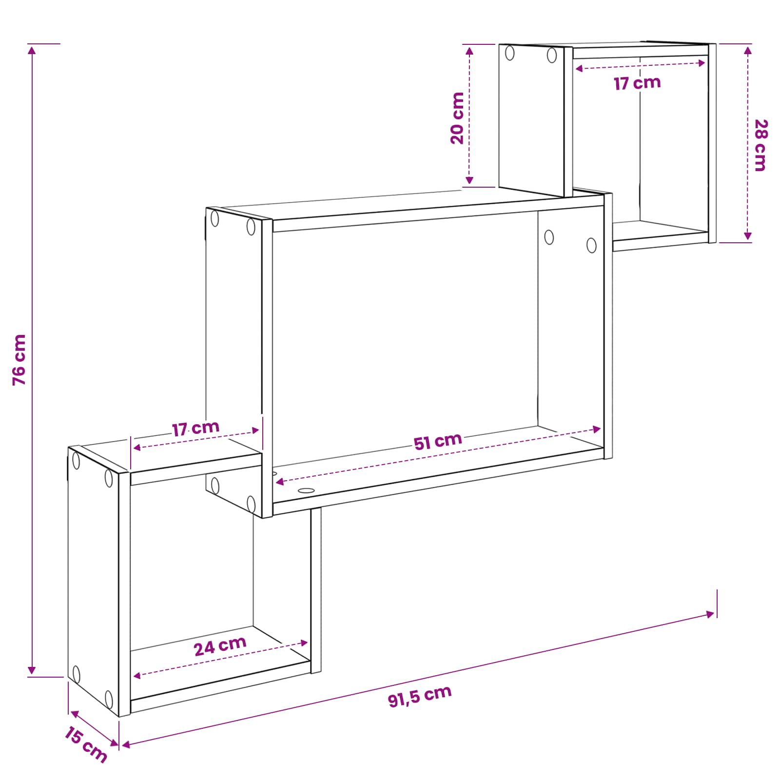 Scaffale da parete A parete Grigio Cemento 91,5 x 15 x 76 cm | homemem39