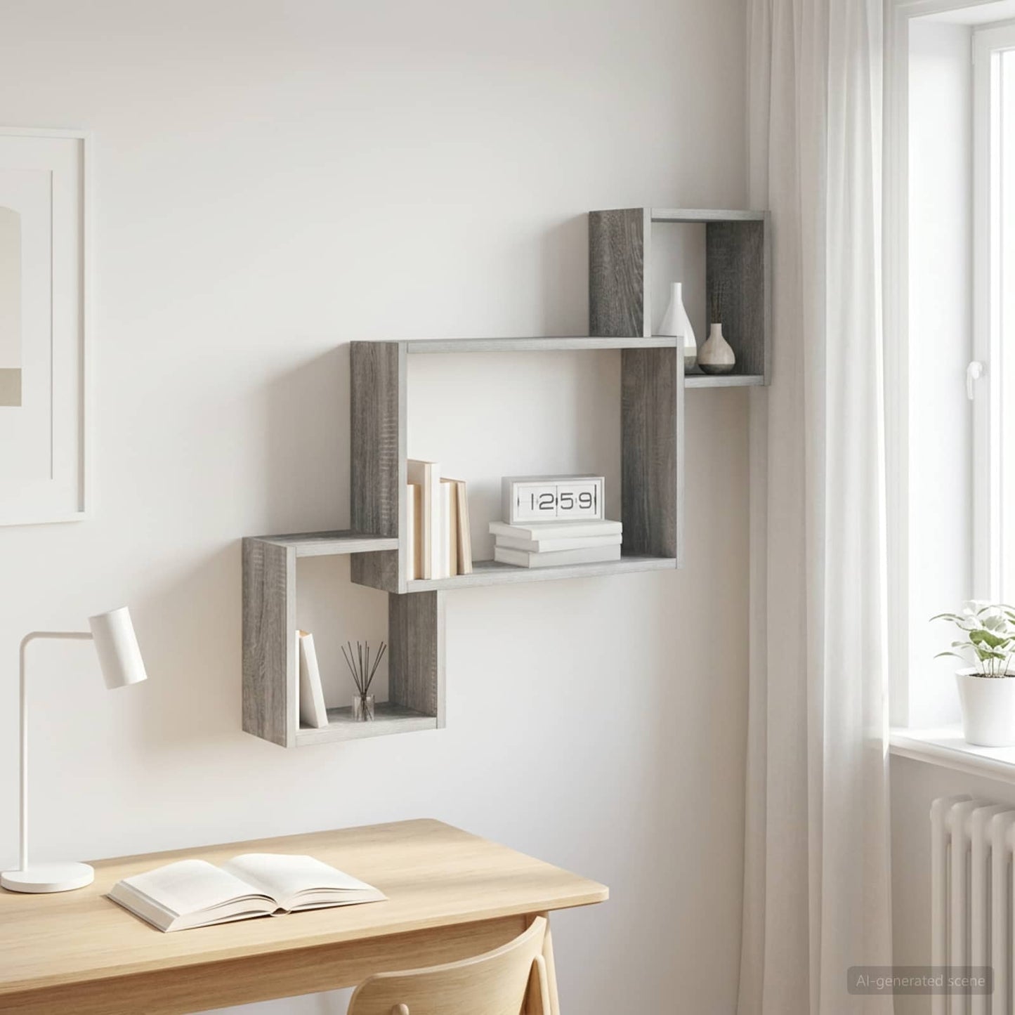 Scaffale da parete A parete Sonoma grigio 91,5 x 15 x 76 cm | homemem39
