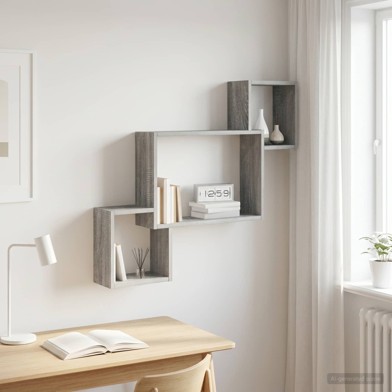 Scaffale da parete A parete Sonoma grigio 91,5 x 15 x 76 cm | homemem39