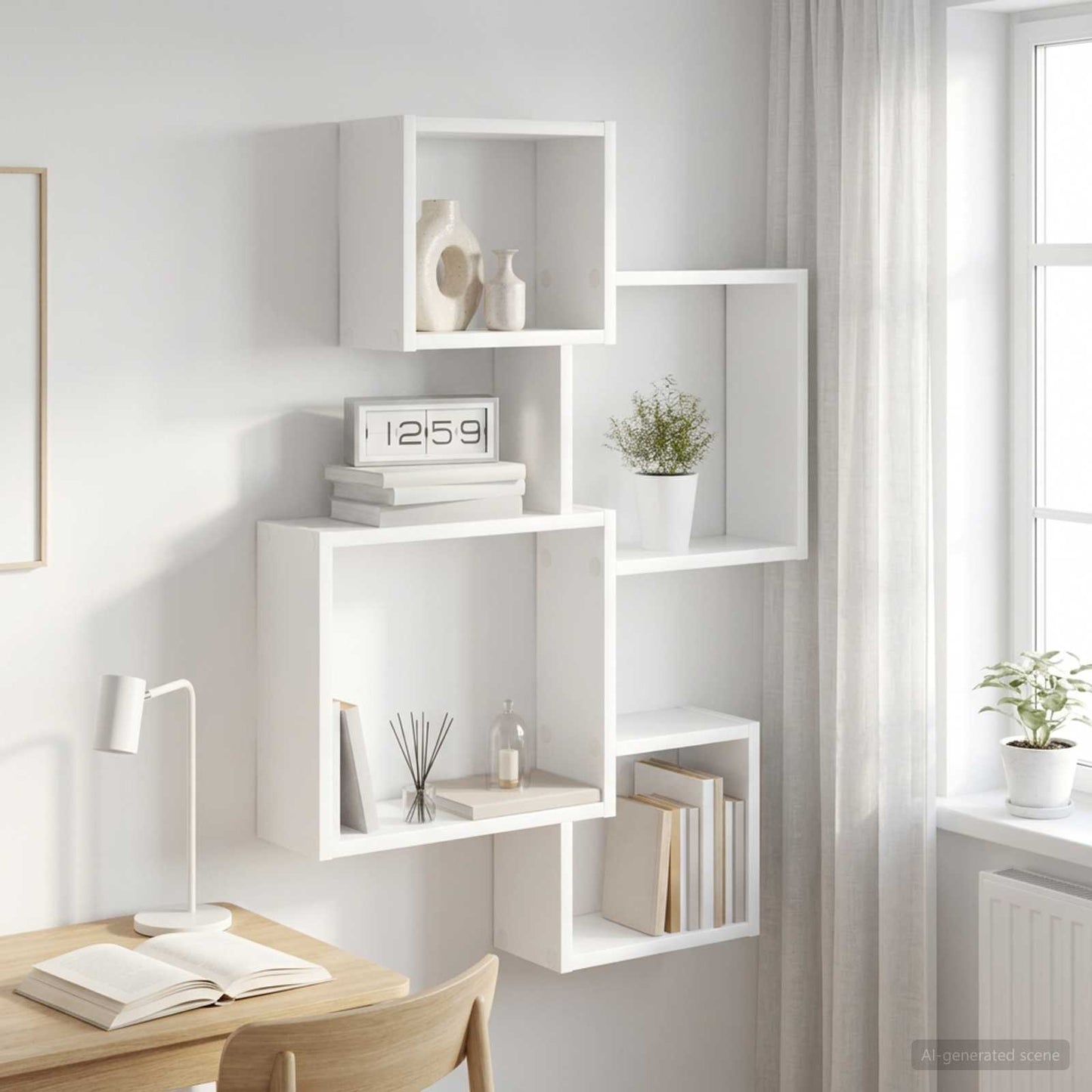 Mensole Cubo da Parete A parete Bianco 64 x 13,5 x 91,5 cm | homemem39