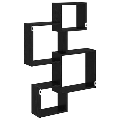 Mensole Cubo da Parete A parete Rovere Nero 64 x 13,5 x 91,5 cm | homemem39
