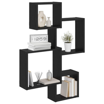 Mensole Cubo da Parete A parete Rovere Nero 64 x 13,5 x 91,5 cm | homemem39