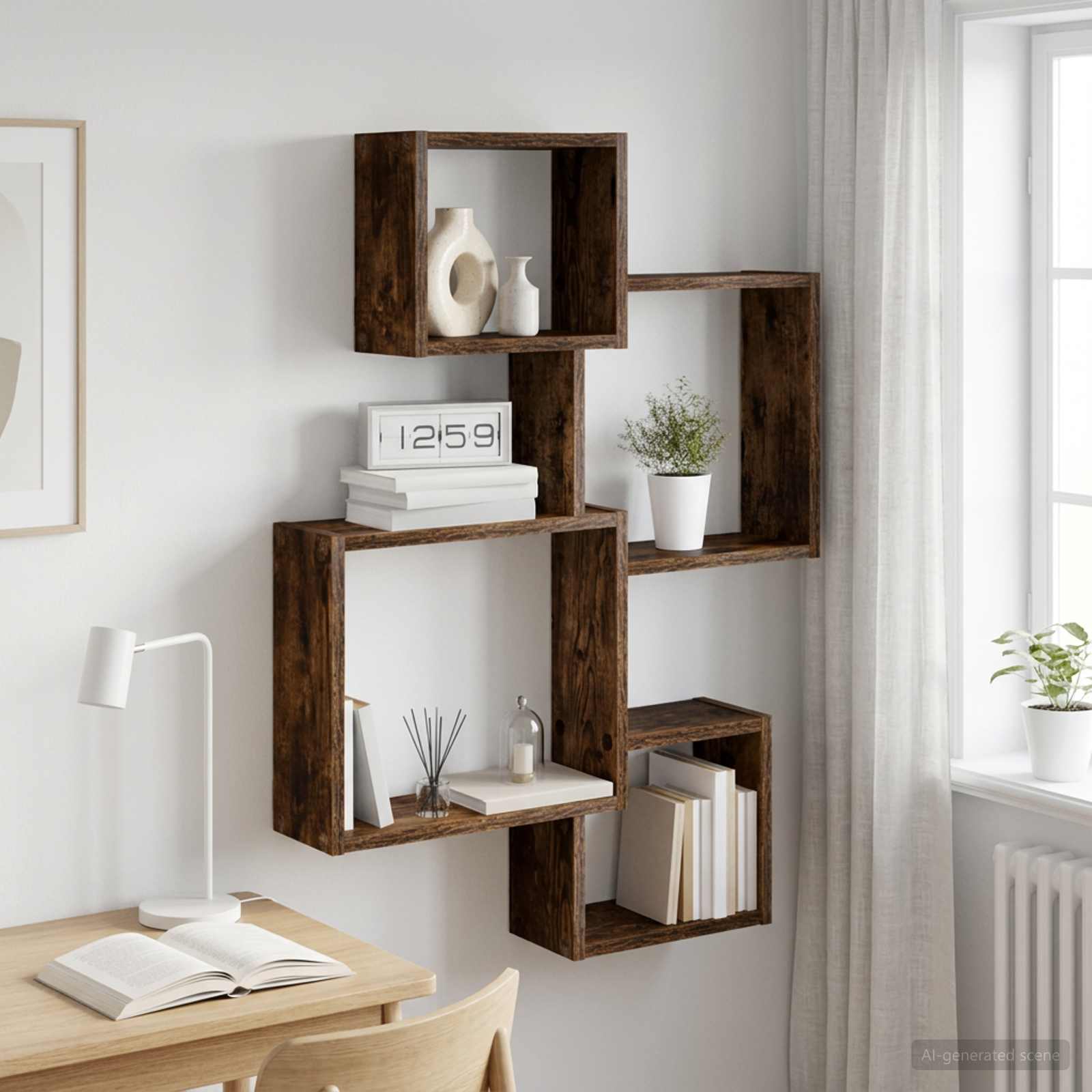 Mensole Cubo da Parete A parete Rovere Fumo 64 x 13,5 x 91,5 cm | homemem39