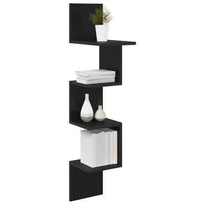 Scaffale da parete A parete Rovere Nero 32 x 21 x 107 cm | homemem39