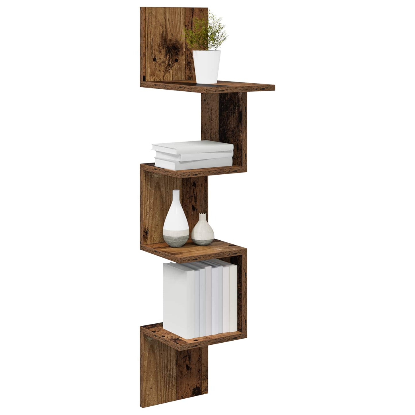 Scaffale da parete A parete Legno antico 32 x 21 x 107 cm | homemem39