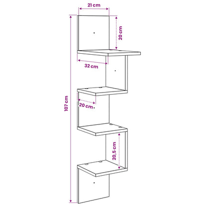 Scaffale da parete A parete Legno antico 32 x 21 x 107 cm | homemem39