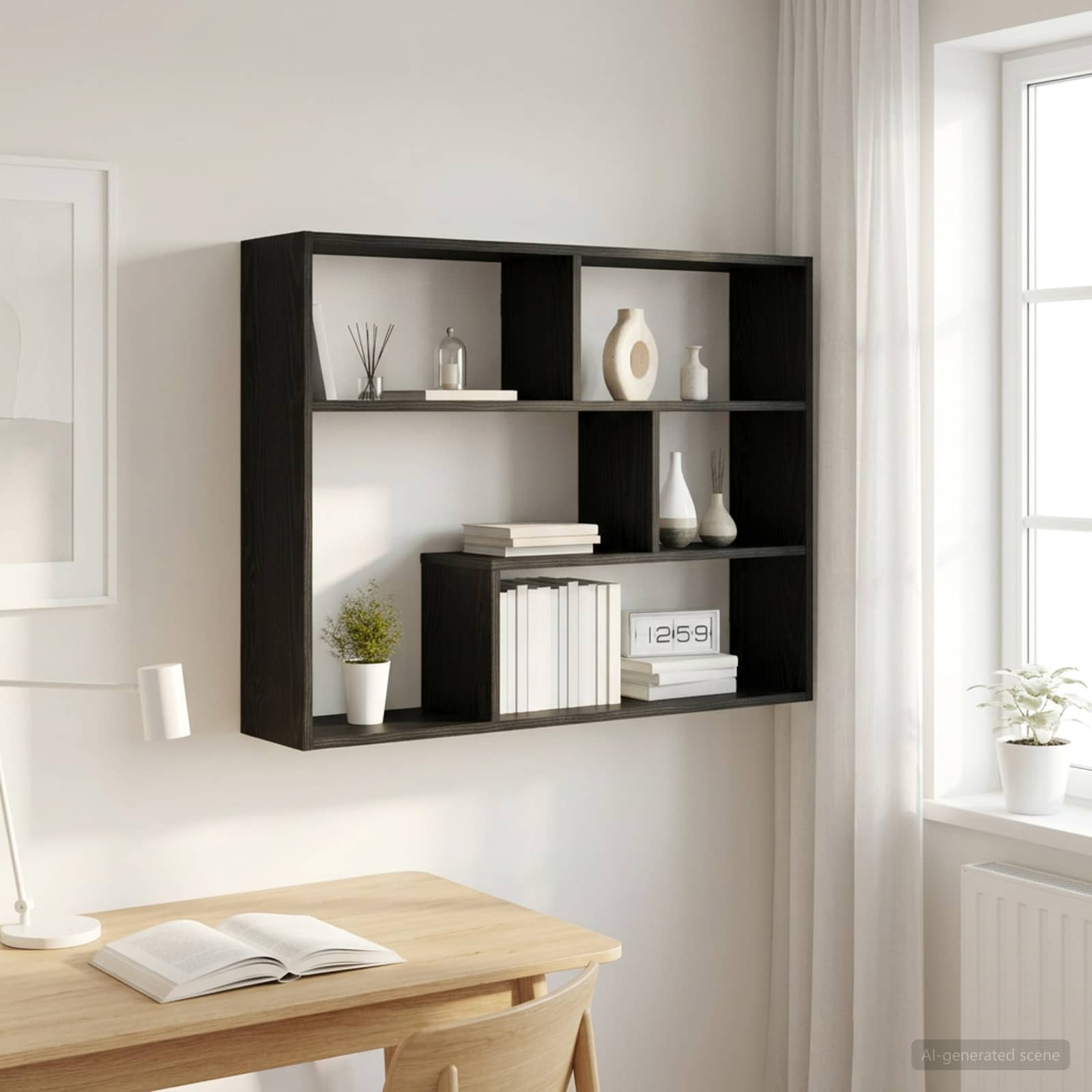 Scaffale da parete A parete Rovere Nero 95 x 20 x 69,5 cm | homemem39