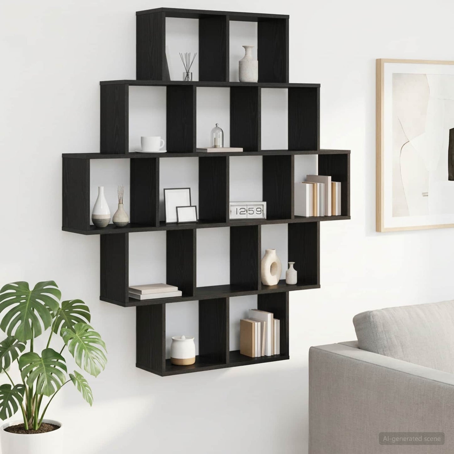 Scaffale da parete Rovere Nero 120 x 20 x 136 cm | homemem39