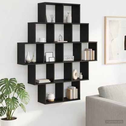 Scaffale da parete Rovere Nero 120 x 20 x 136 cm | homemem39