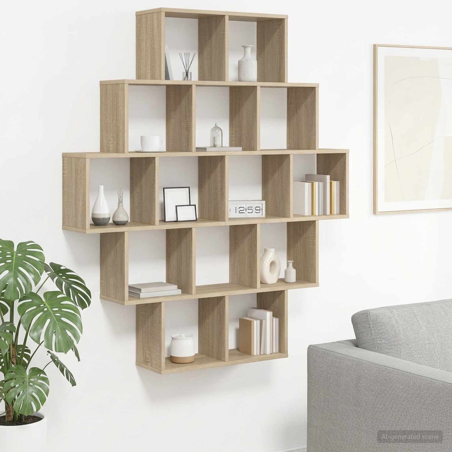 Scaffale da parete Rovere Sonoma 120 x 20 x 136 cm | homemem39