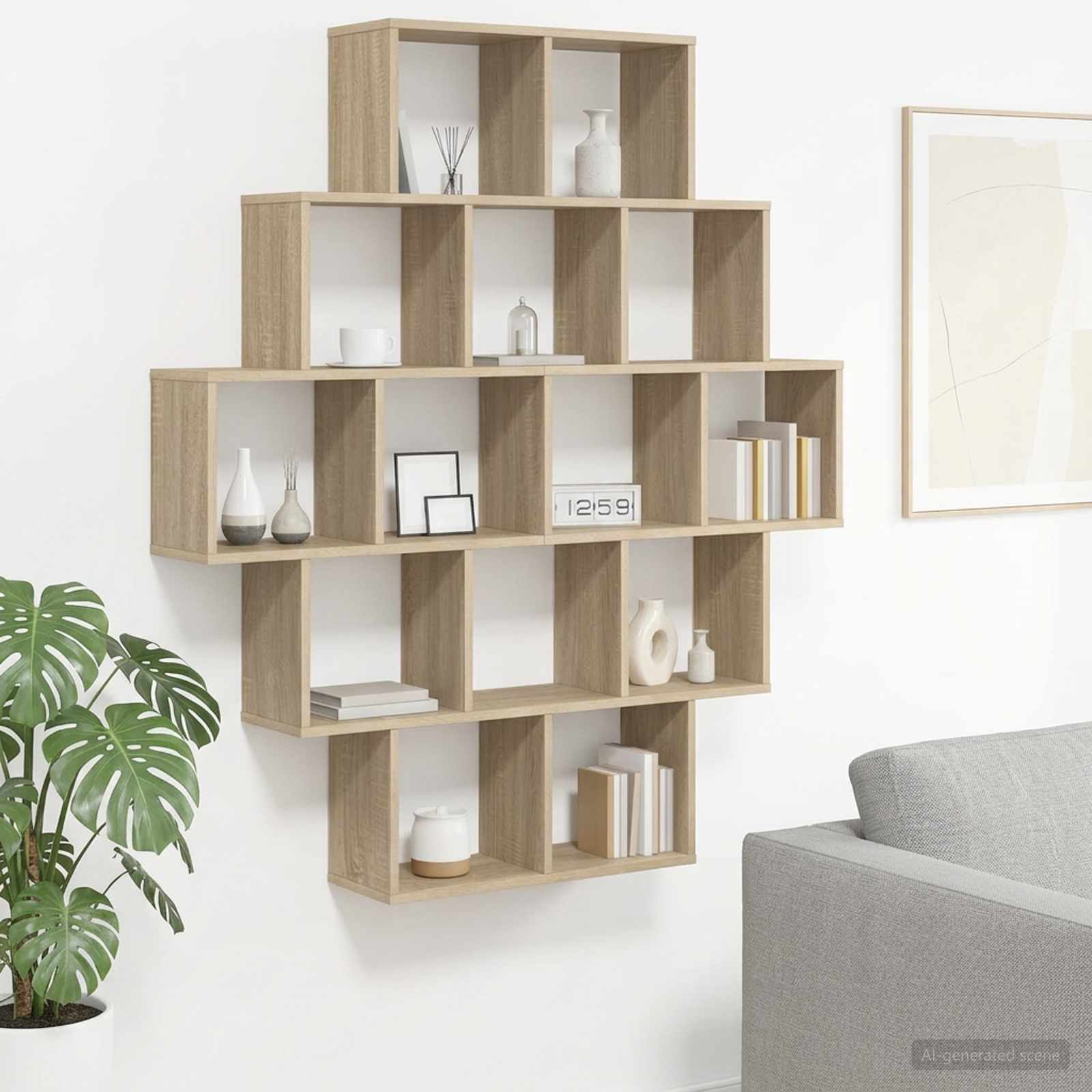 Scaffale da parete Rovere Sonoma 120 x 20 x 136 cm | homemem39