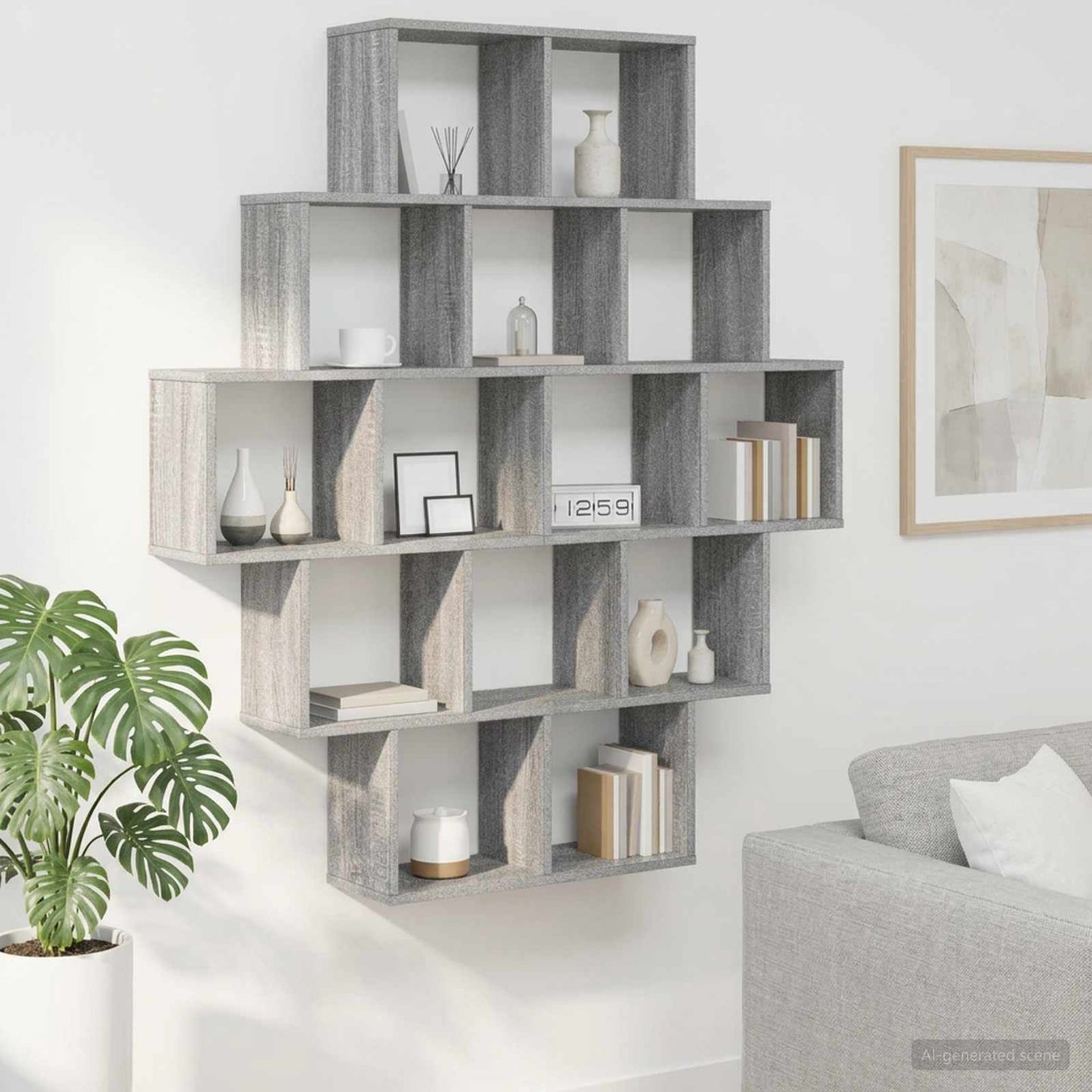 Scaffale da parete Sonoma grigio 120 x 20 x 136 cm | homemem39