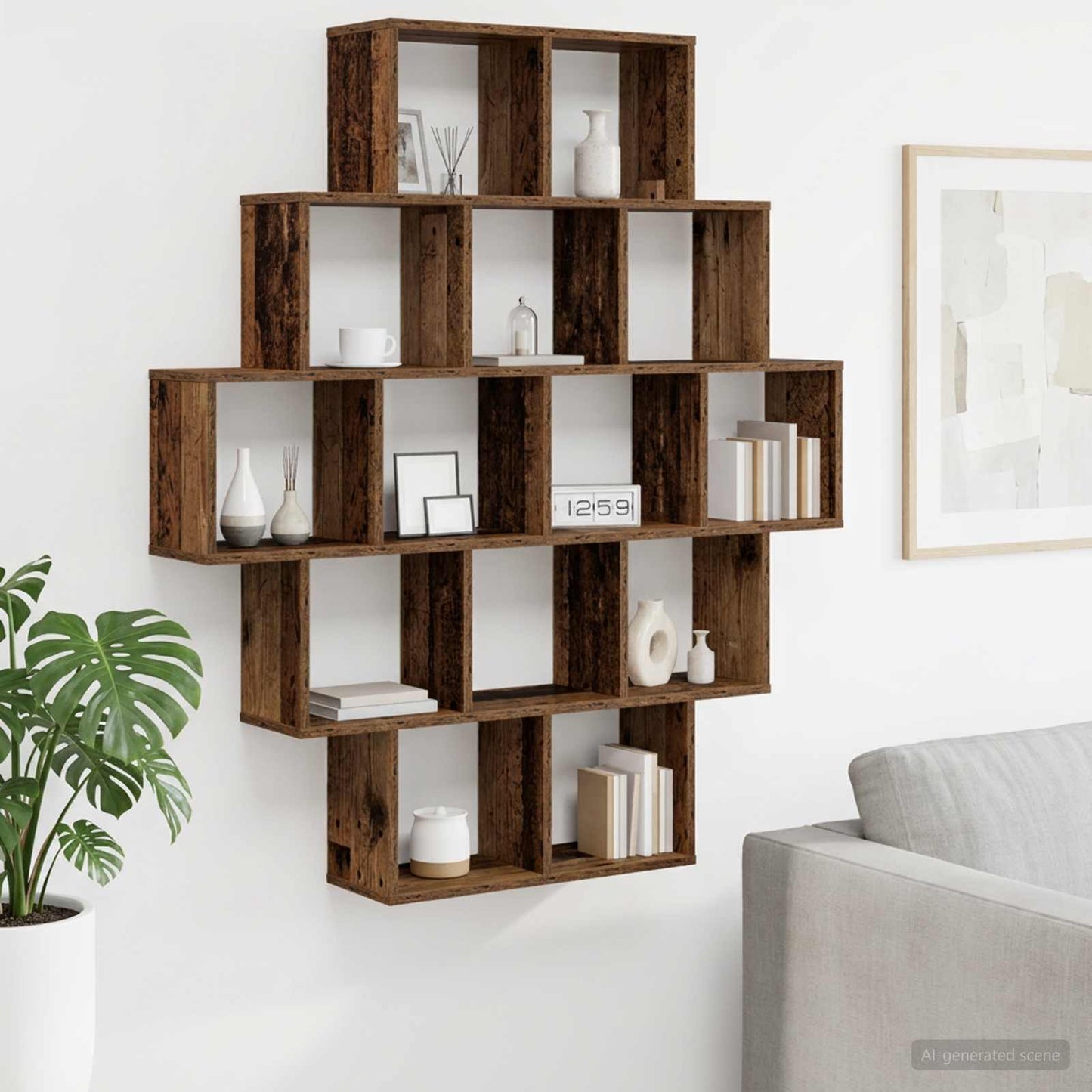 Scaffale da parete Legno antico 120 x 20 x 136 cm | homemem39