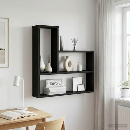 Scaffale da parete Rovere Nero 60 x 11 x 60 cm | homemem39