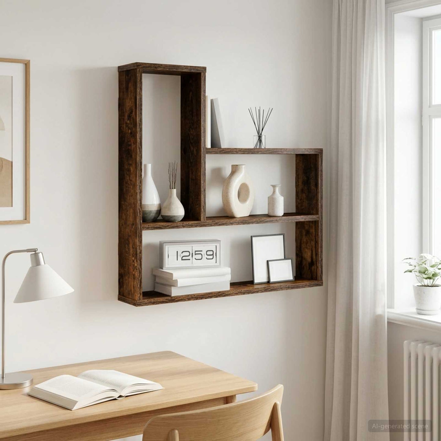 Scaffale da parete Rovere Fumo 60 x 11 x 60 cm | homemem39