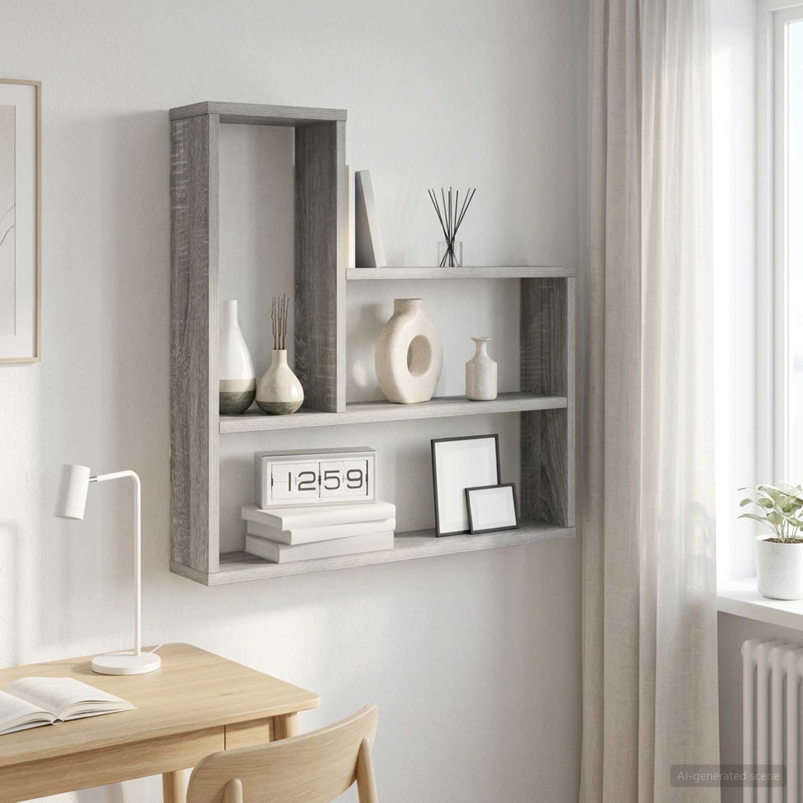 Scaffale da parete Sonoma grigio 60 x 11 x 60 cm | homemem39