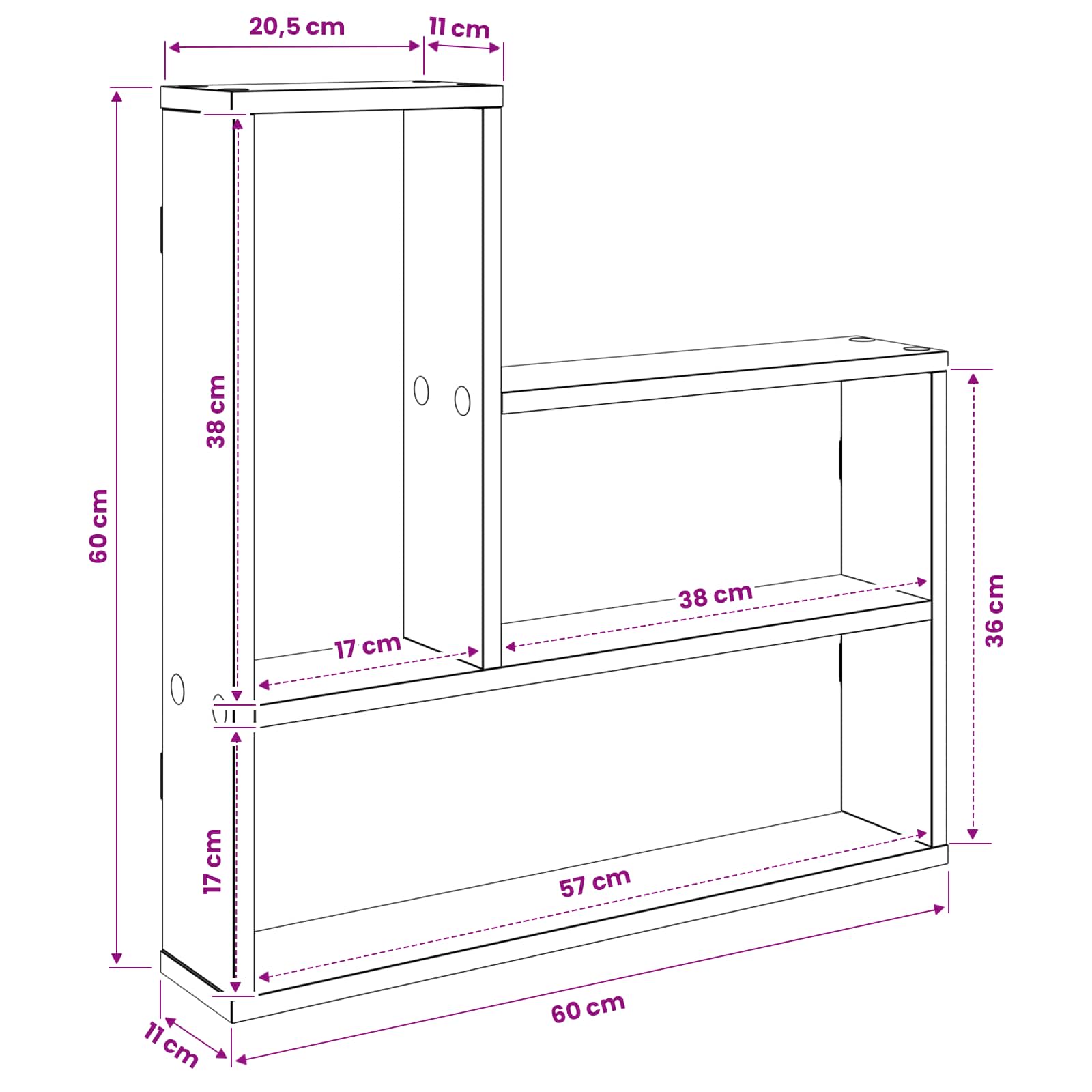 Scaffale da parete Sonoma grigio 60 x 11 x 60 cm | homemem39
