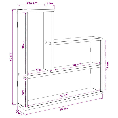 Scaffale da parete Sonoma grigio 60 x 11 x 60 cm | homemem39