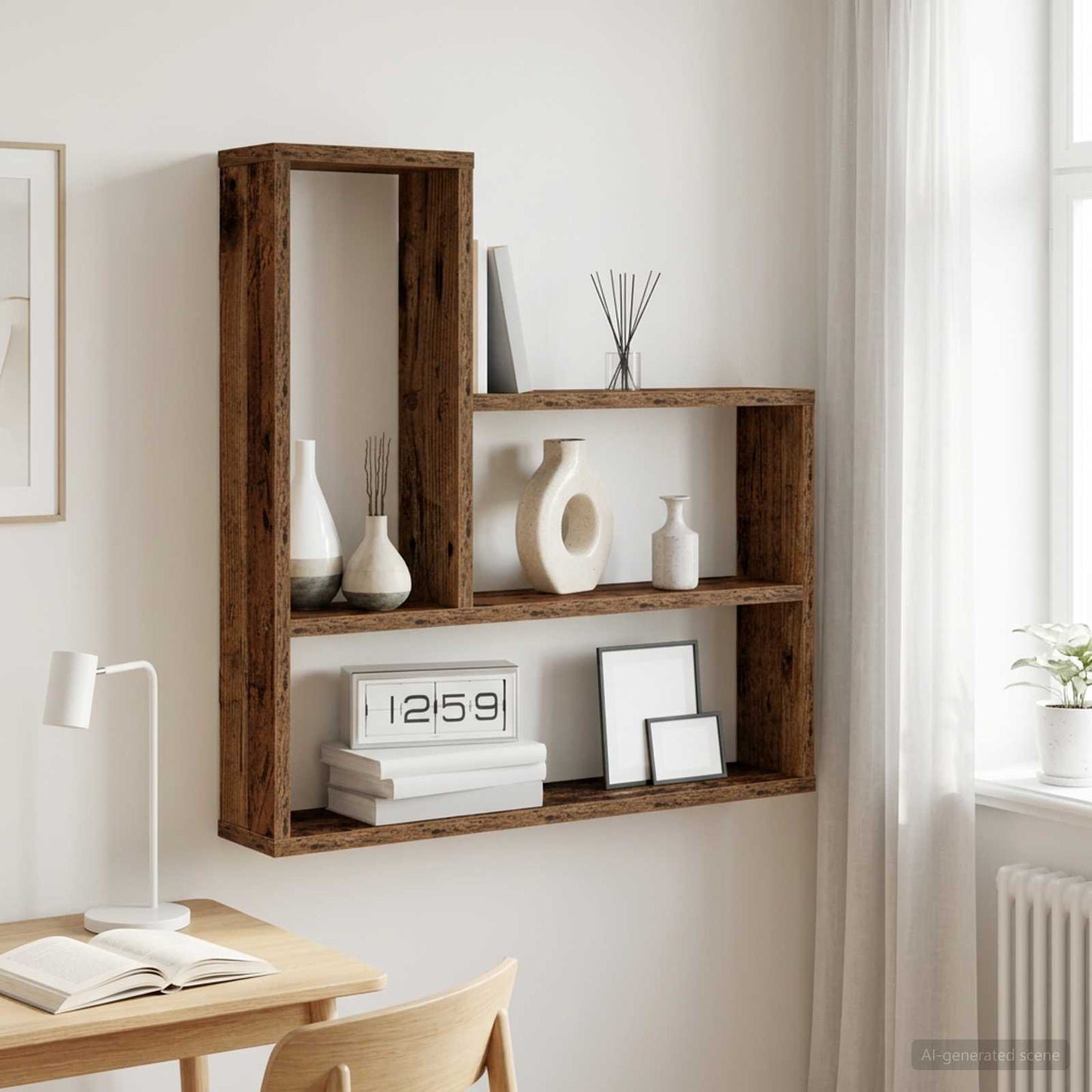 Scaffale da parete Legno antico 60 x 11 x 60 cm | homemem39