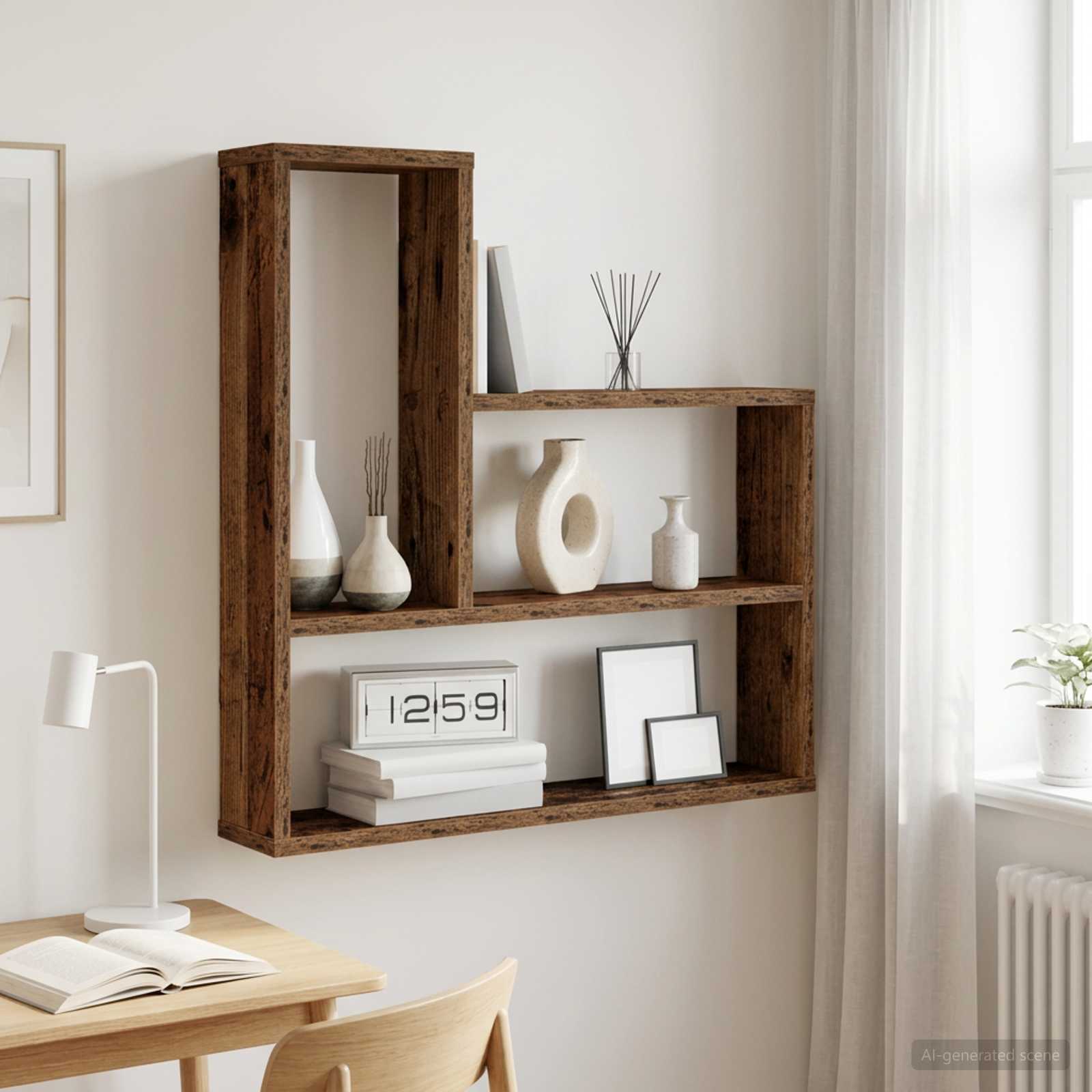 Scaffale da parete Legno antico 60 x 11 x 60 cm | homemem39
