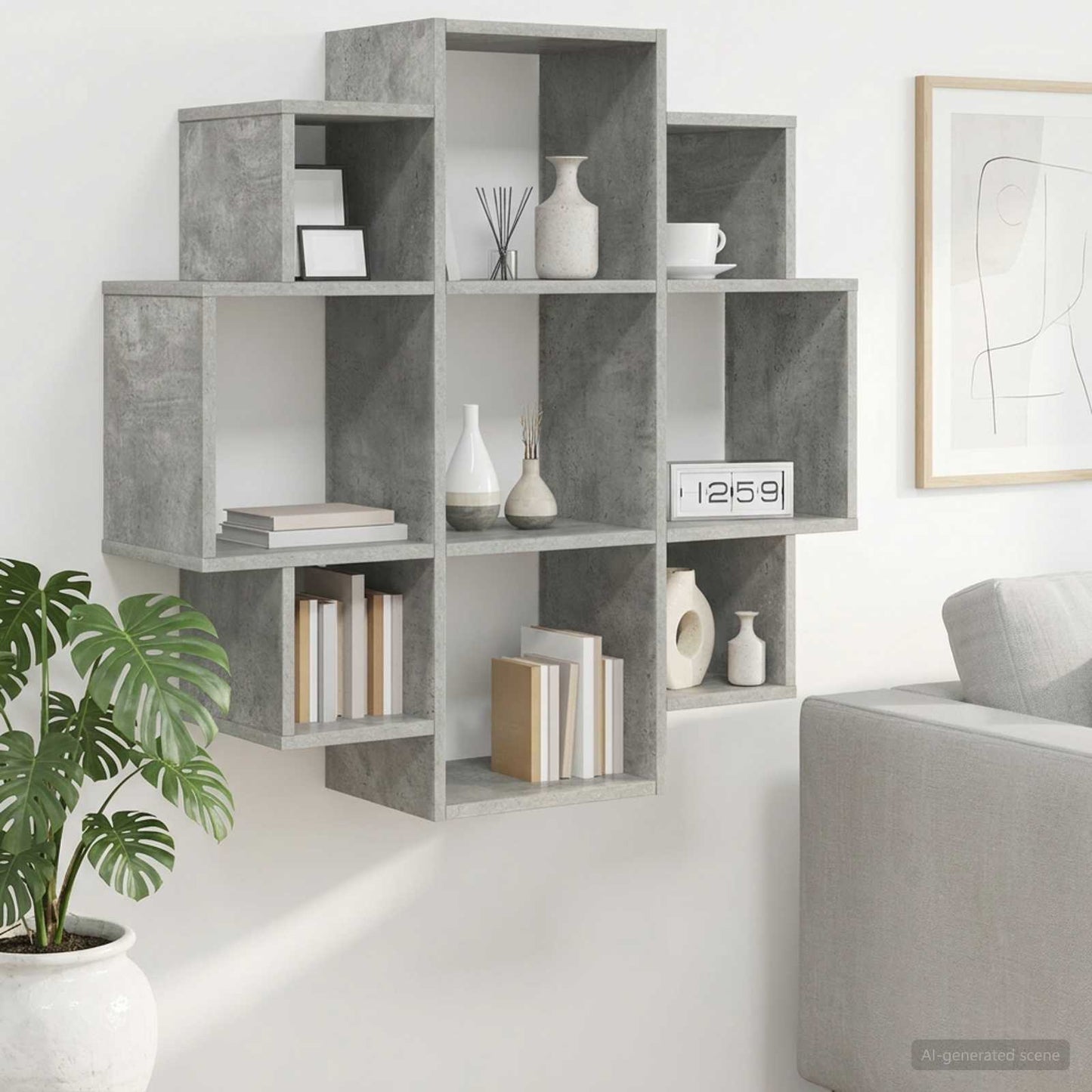 Scaffale da parete Grigio Cemento 90 x 25 x 90 cm