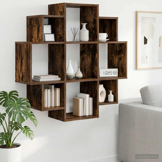 Scaffale da parete Rovere Fumo 90 x 25 x 90 cm | homemem39