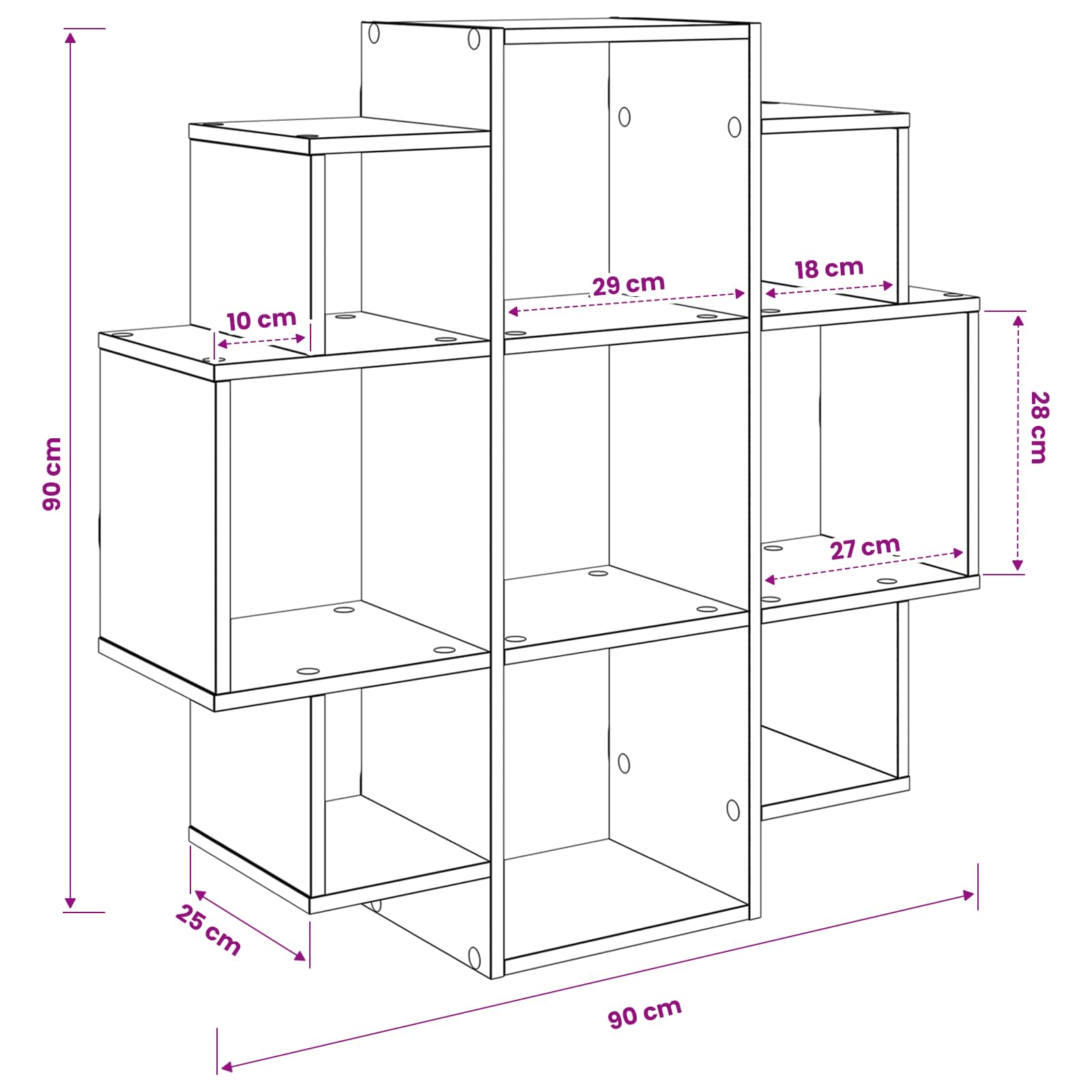 Scaffale da parete Rovere Fumo 90 x 25 x 90 cm | homemem39