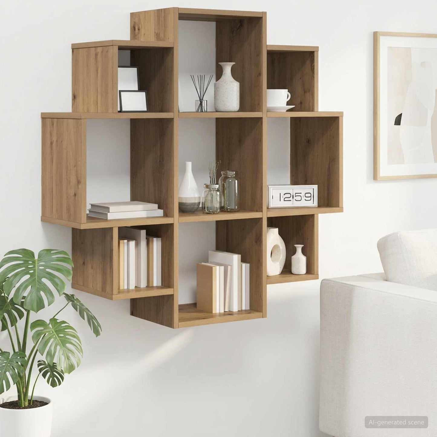 Scaffale da parete Rovere Artigianale 90 x 25 x 90 cm | homemem39