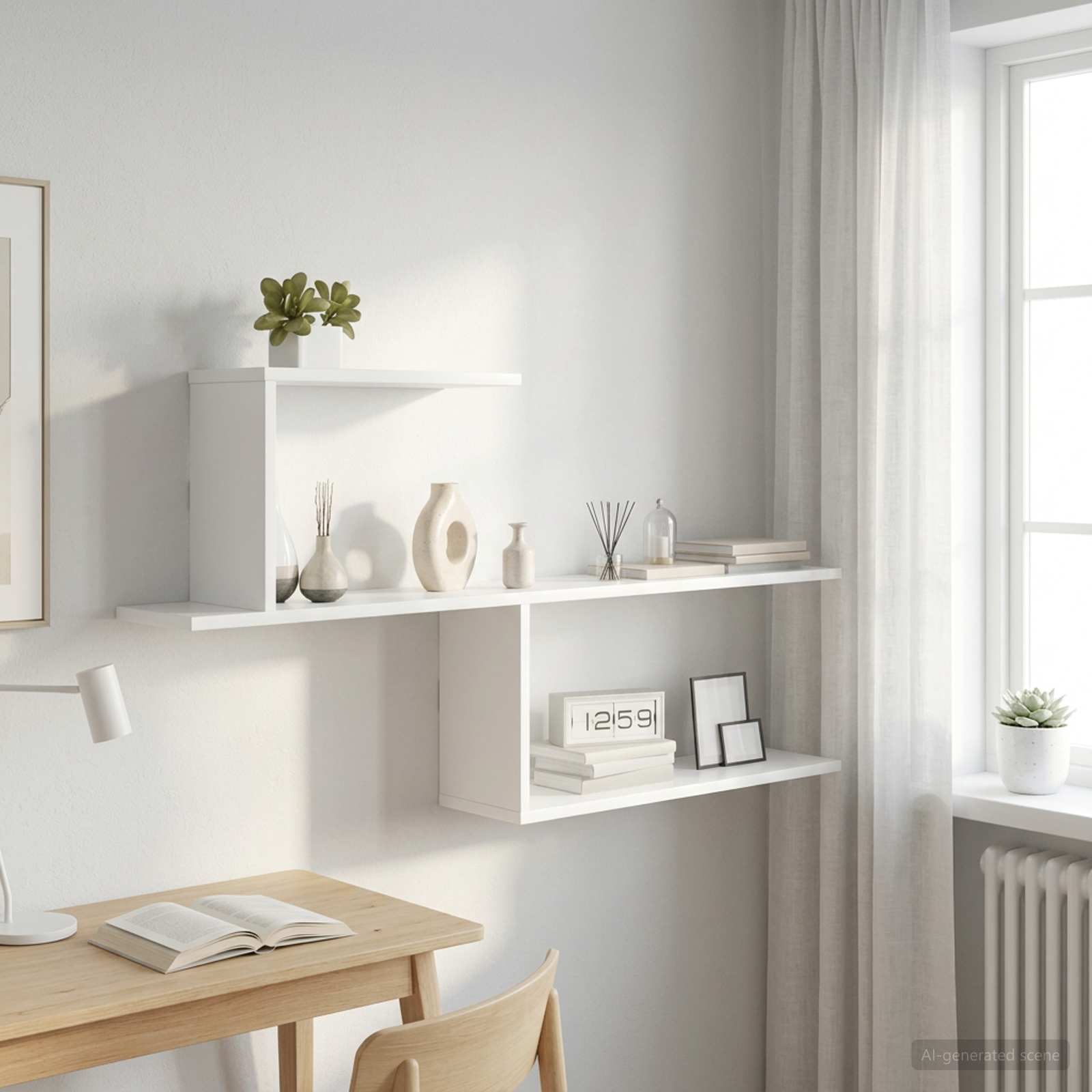 Scaffale da parete Bianco 122 x 18 x 60 cm Legno ingegnerizzato | homemem39
