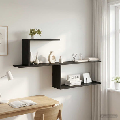 Scaffale da parete Rovere Nero 122 x 18 x 60 cm | homemem39