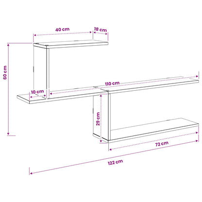 Scaffale da parete Grigio Cemento 122 x 18 x 60 cm | homemem39