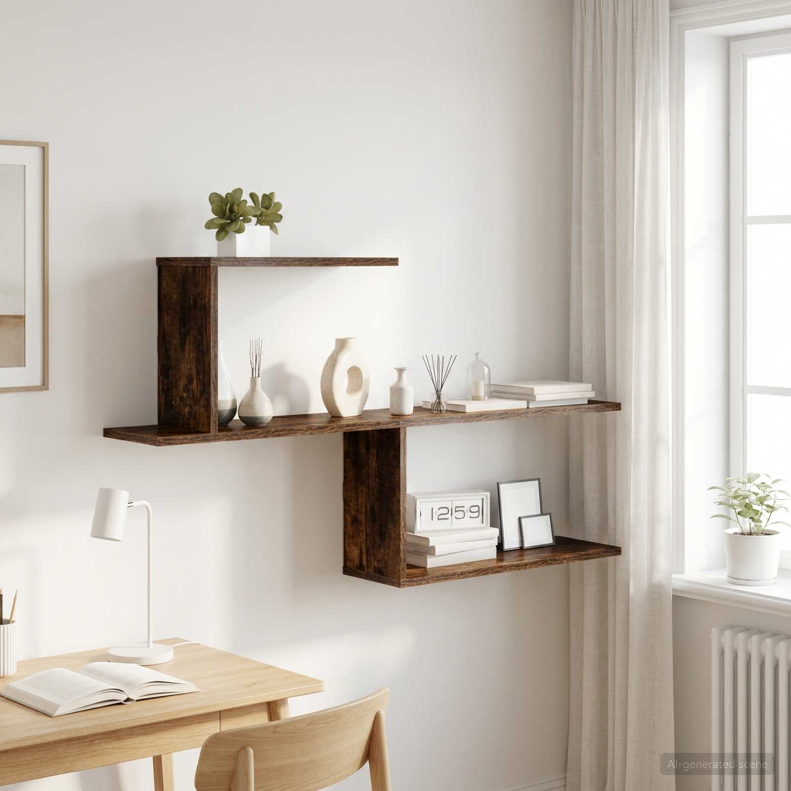 Scaffale da parete Rovere Fumo 122 x 18 x 60 cm | homemem39