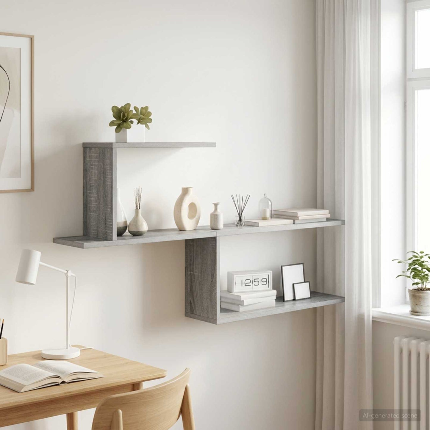 Scaffale da parete Sonoma grigio 122 x 18 x 60 cm | homemem39