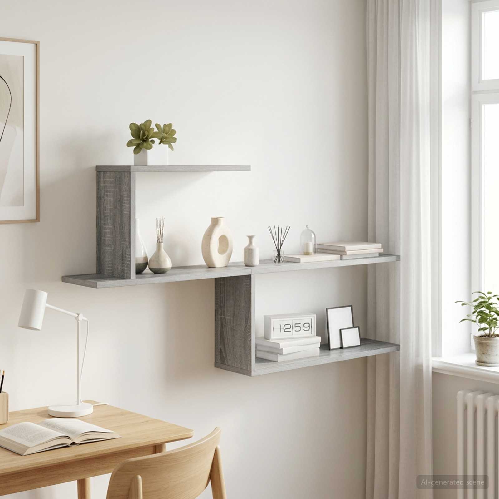 Scaffale da parete Sonoma grigio 122 x 18 x 60 cm | homemem39