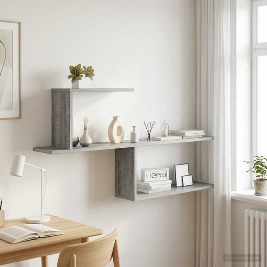 Scaffale da parete Sonoma grigio 122 x 18 x 60 cm | homemem39
